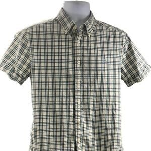 The Original Penguin Short Sleeve Slim Fit Shirt Cream Plaid Medium